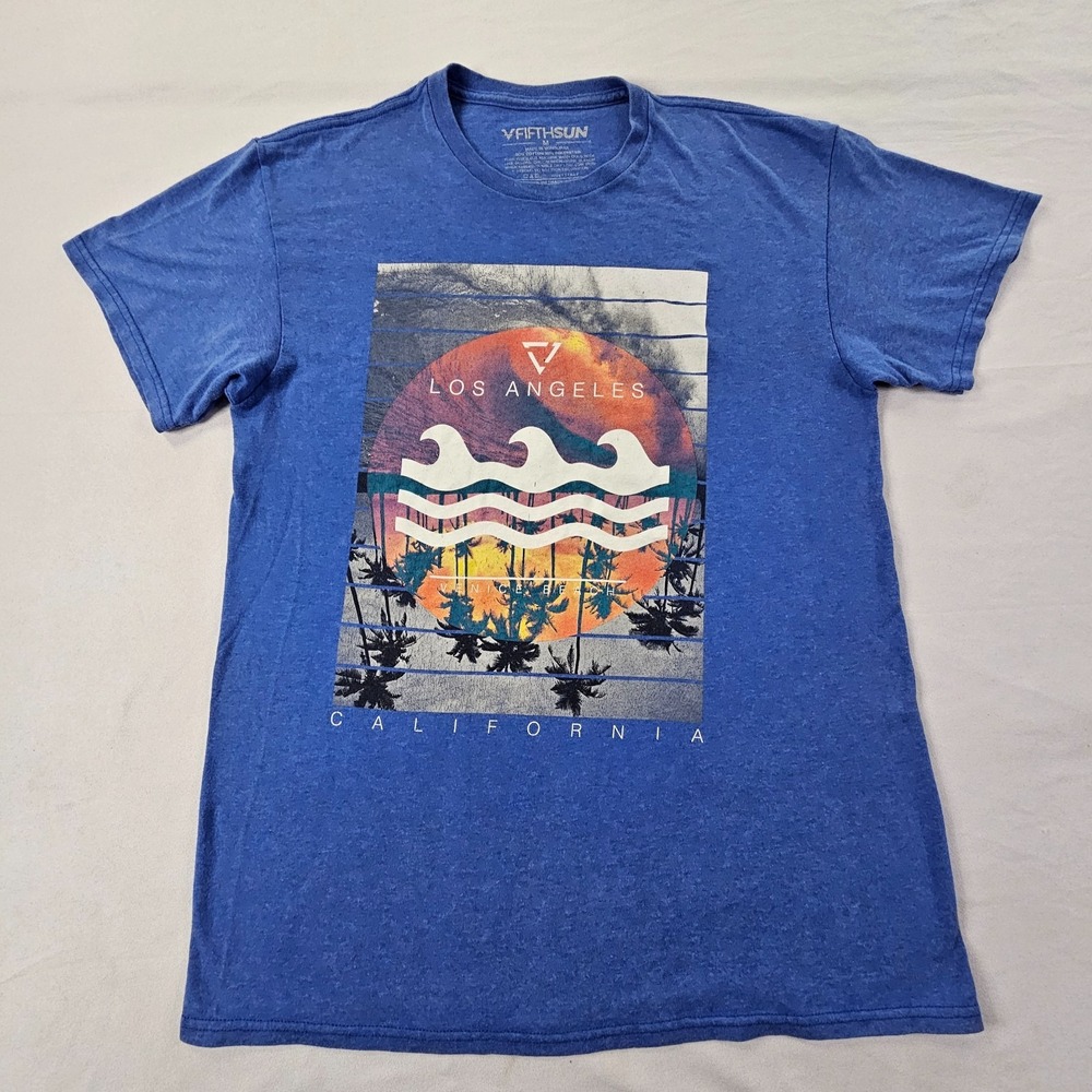 Los Angeles CA Beach Blue Short Sleeve Cotton Blend T-Shirt Men's M